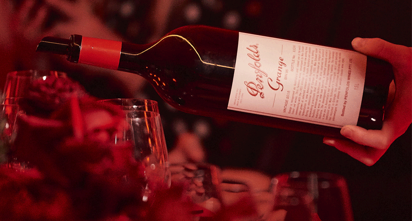 Grange 750ml bottle being poured