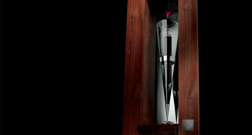 Penfolds glass ampoule in display case