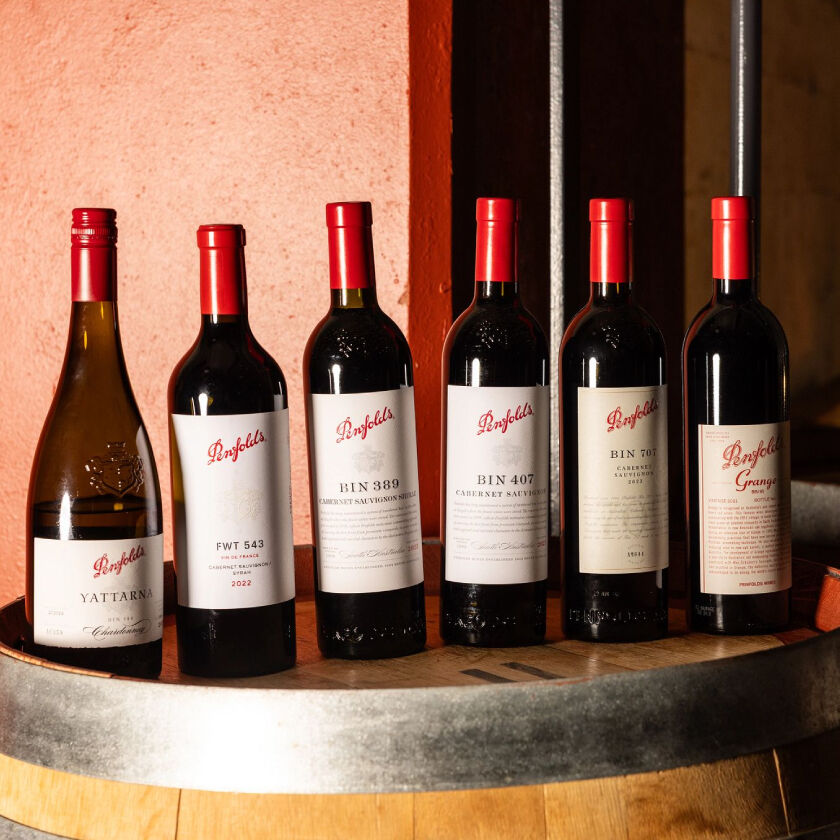 Penfolds Wines lined up